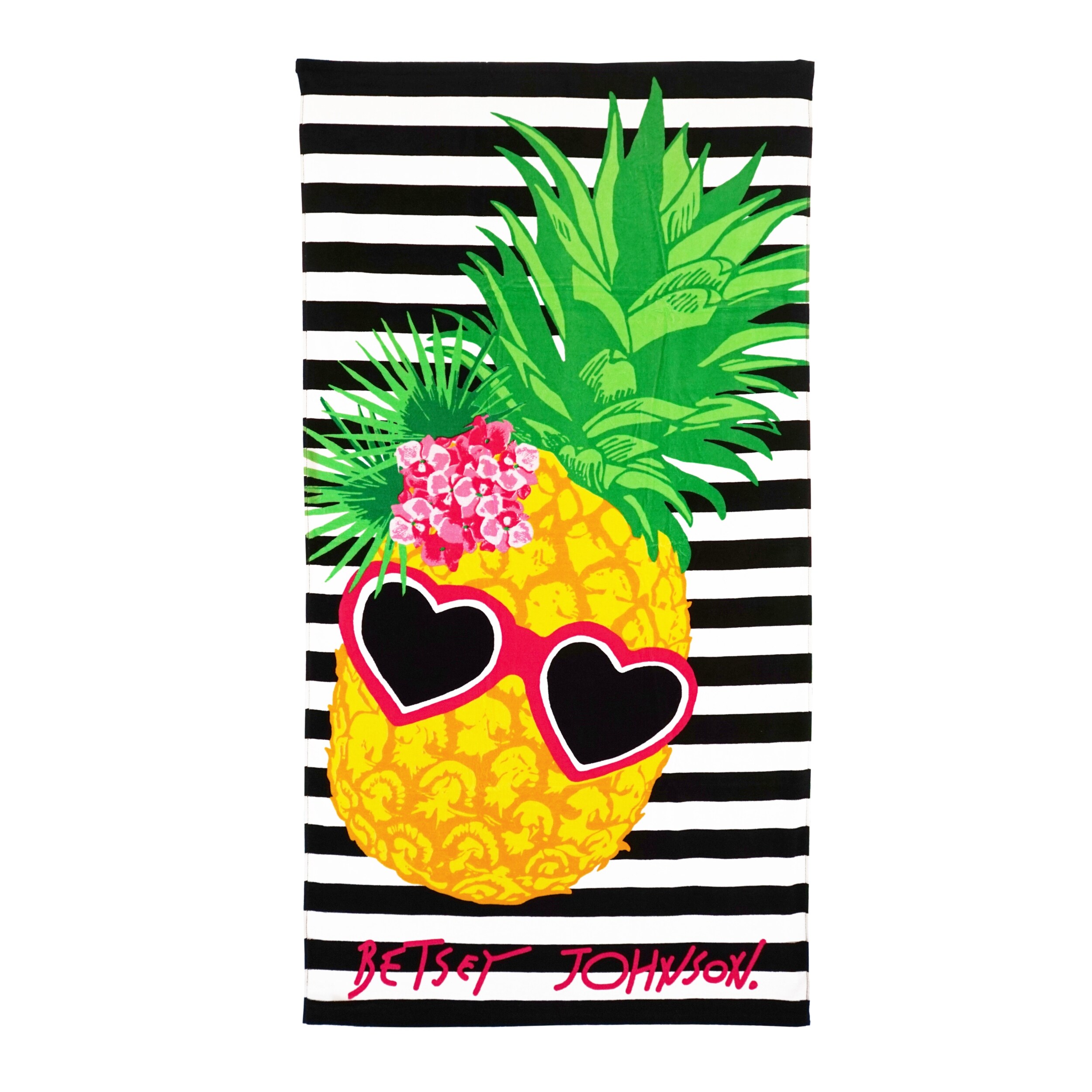 LUV BETSEY FUNNY PINEAPPLE WITH SUNGLASSES BEACH TOWEL  NEW BETSEY JOHNSON 