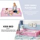preview thumbnail 5 of 7, Queen Size Bed Floor Bed with Safety Guardrails and Door for Kids