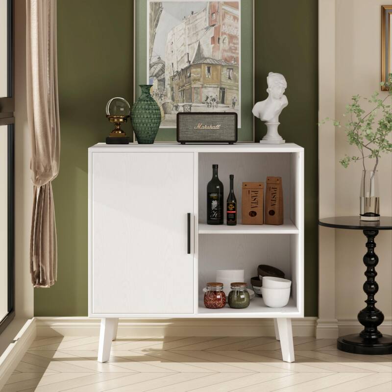 Sideboard Buffet Kitchen Storage Cabinet, Accent Cabinet with Solid Wood Feet for Decorated Doors