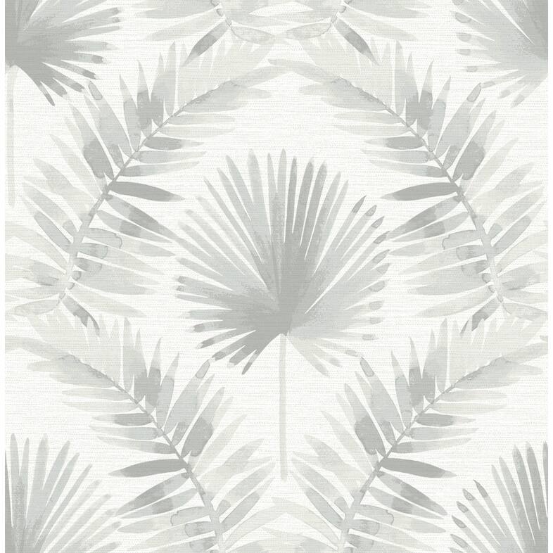 A-Street Prints Calla Grey Painted Palm Wallpaper