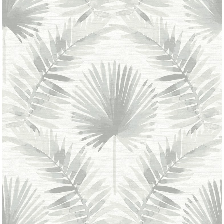 A-Street Prints Calla Grey Painted Palm Wallpaper