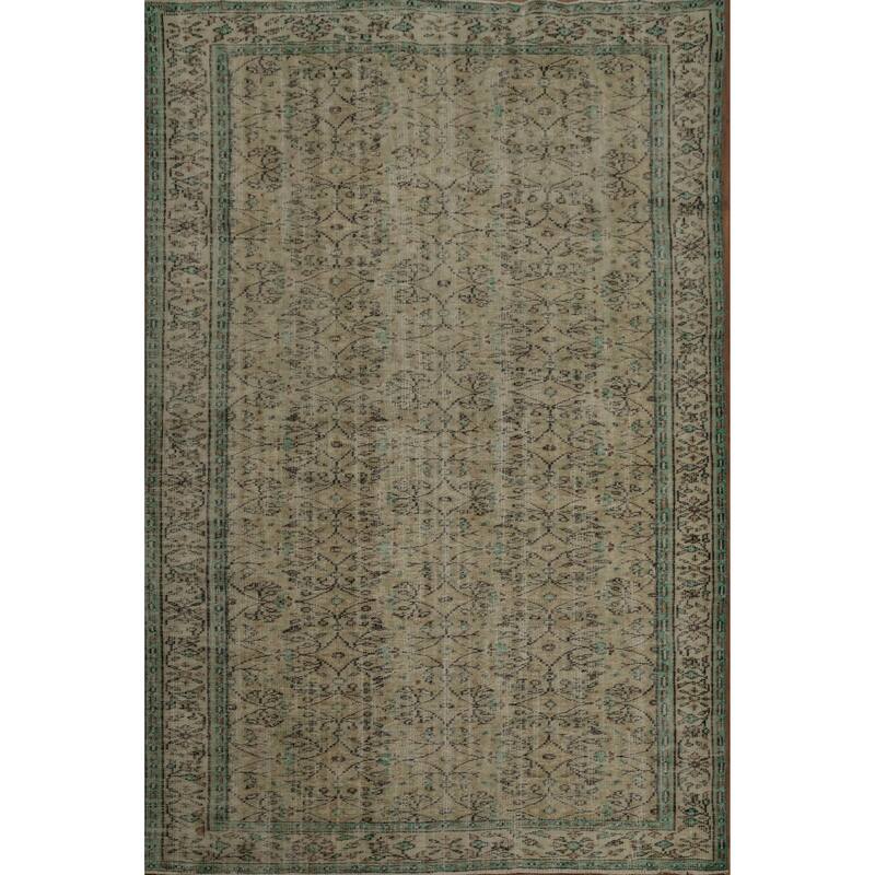 Hand Knotted Oriental 100% Wool Carpet Transitional Floral Beige & Ivories Anatolian Area Rug - 8' 10'' X 5' 11''