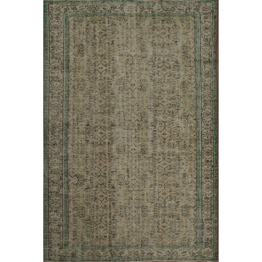 Hand Knotted Oriental 100% Wool Carpet Transitional Floral Beige & Ivories Anatolian Area Rug - 8' 10'' X 5' 11''