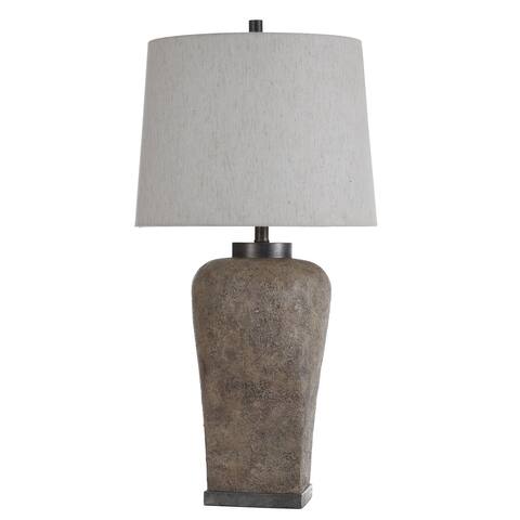 StyleCraft Ramsey Stone Effect Table Lamp with Oatmeal Tapered Drum Shade