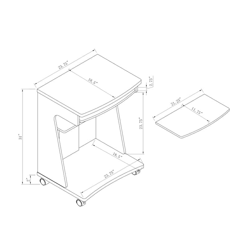 Kitchen Cart with Gliding Shelf and Locking Castor Wheels