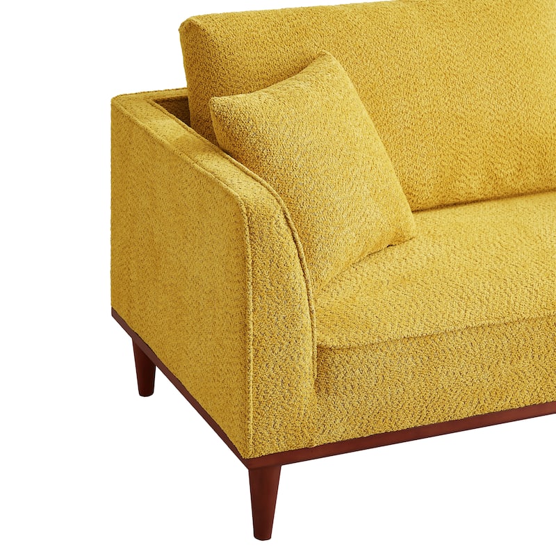 Upholstered Chaise Lounge and Stool for Living Room Bedroom, Quick assembly and maintenance Round wooden legs