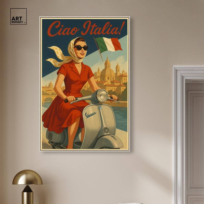 Scooter Italian Travel Canvas by Art Remedy