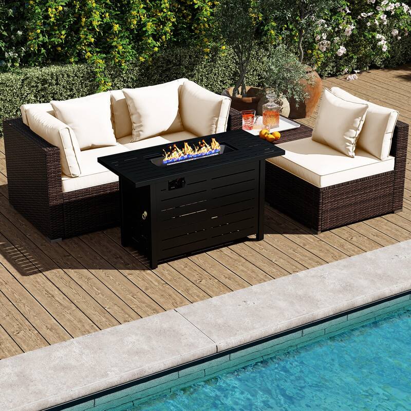Costway 5 PCS Patio Furniture Set Heavy-duty Frame Rattan Sofa Set - See Details