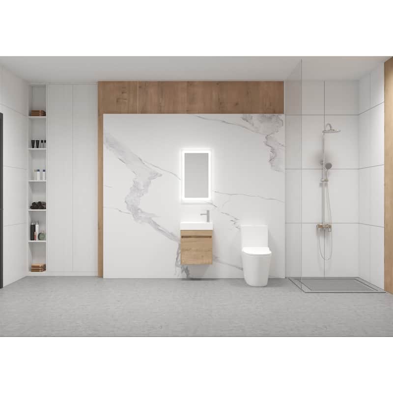 18'' Floating Wall-Mounted Bathroom Vanity with White Resin Sink ,Soft-Close Cabinet Door