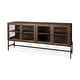 preview thumbnail 24 of 47, Arelius Light Brown w/ Black Metal Base 4 Door Glass Cabinet Sideboard - 70.0L x 18.0W x 32.0H Medium Brown