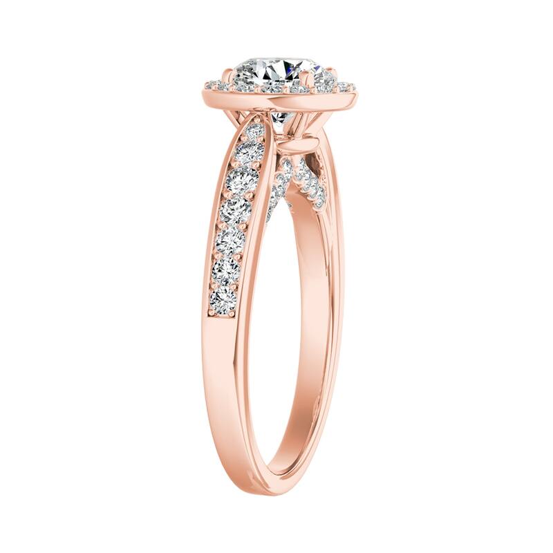 Auriya 14k Gold 1/2ct Round Moissanite Halo Diamond Engagement Ring 1/2cttw