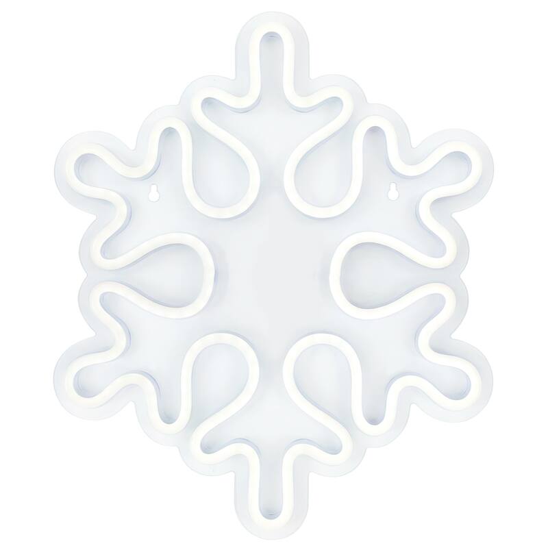 15" White LED Lighted Neon Style Snowflake Christmas Window Silhouette