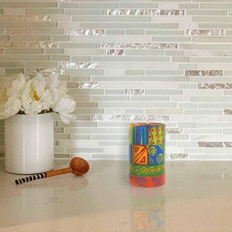 Handmade Pillar Candle with Shahida Design (South Africa)