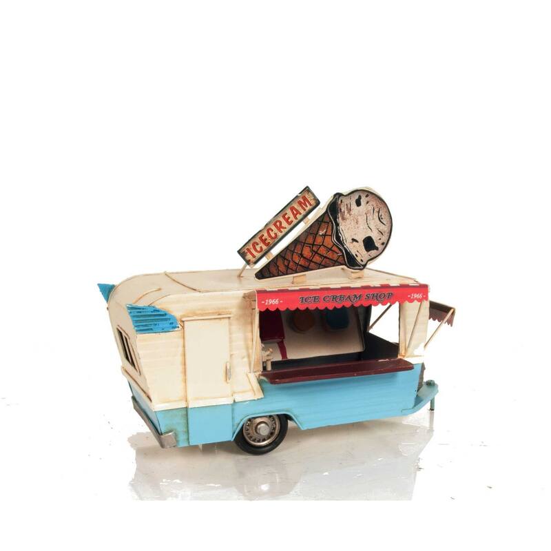 HomeRoots Ice Cream Trailer Metal Model - 7.5' X '7.75' X '9.5