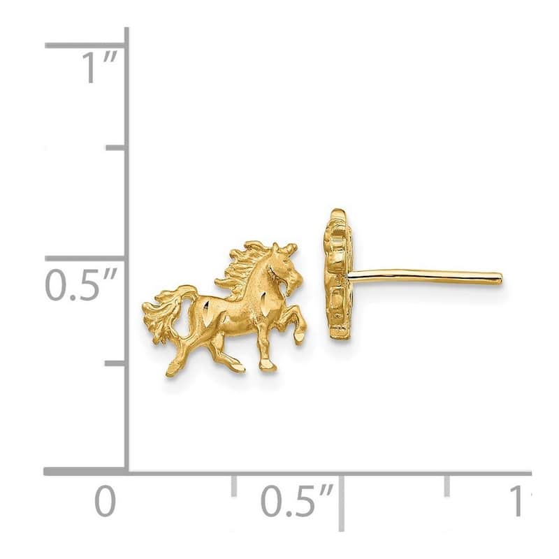 Curata 14k Satin Diamond-Cut Unicorn Post Earrings (10mmx8mm)