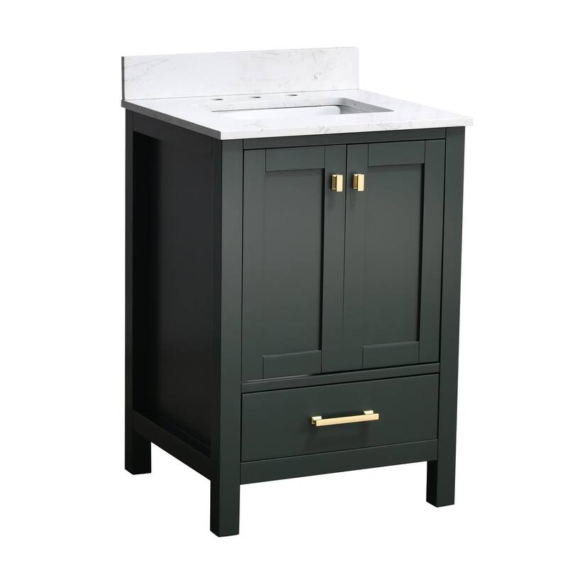 StarrySky 24 inch Undermount Single Sink Bathroom Vanity with Engineered Carrara Marble Top