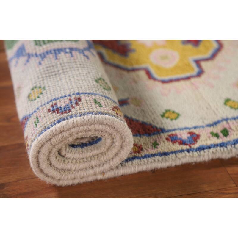 Tribal Geometric Kazak Indian Runner Rug Hand-knotted Wool Carpet - 2'7"x 7'11"