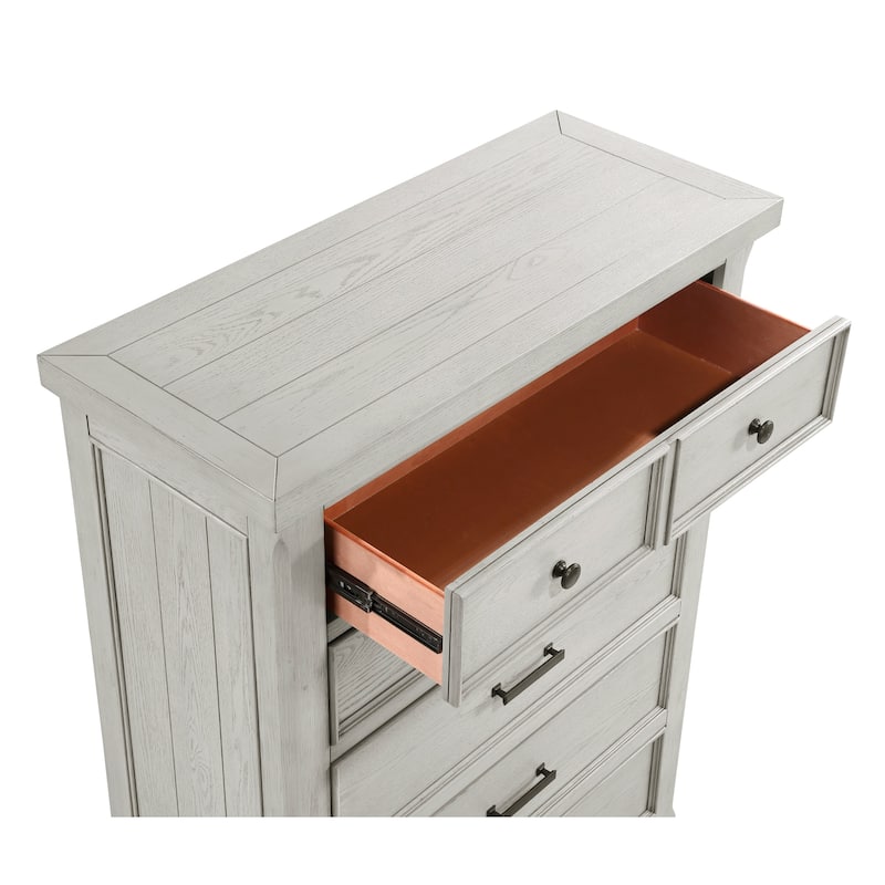 3pc Bedroom Furniture Light Gray Bed Chest Nightstand Set Wooden Classic
