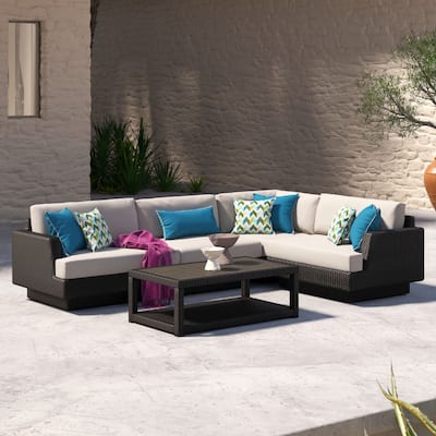 Portofino Comfort 5 Piece Sunbrella Outdoor Patio Sectional Seating Set
