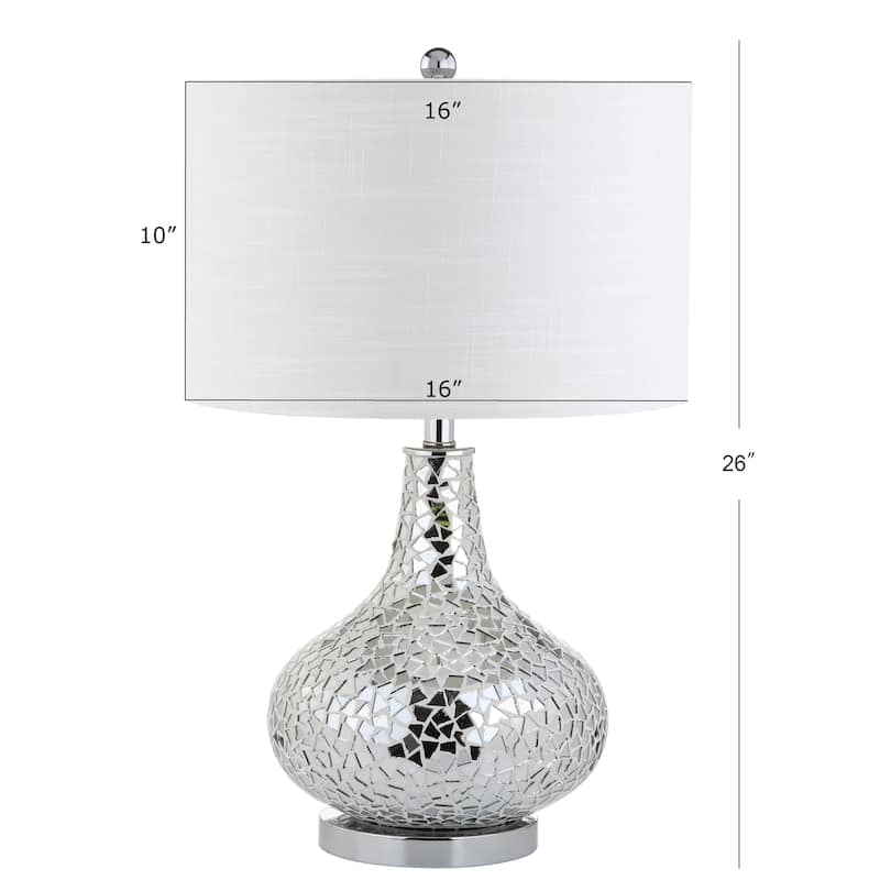 Liam 26" Mirrored Mosaic LED Table Lamp, Silver by JONATHAN Y