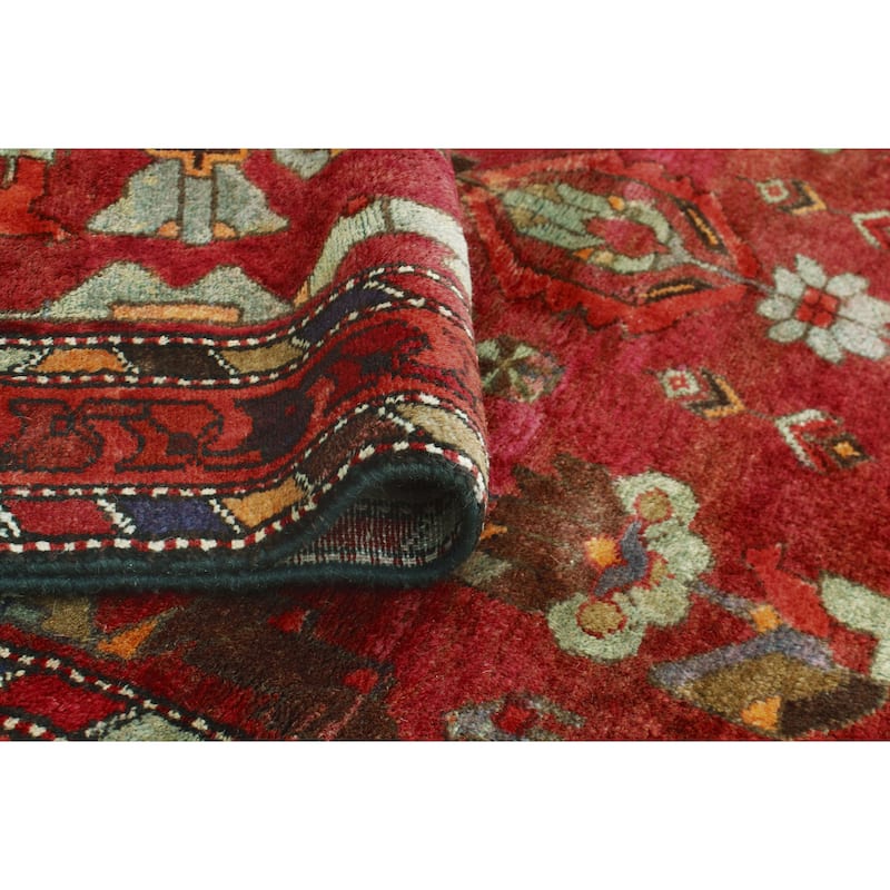 Fine Vintage Distressed Evelyn Burgundy/Rust Runner - 3'10" x 10'2"