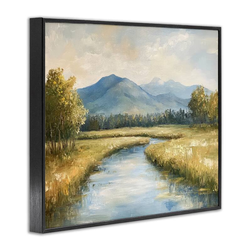 Stupell River Bend with Tall Grass Framed Giclee Art Design By Petal Prints Design