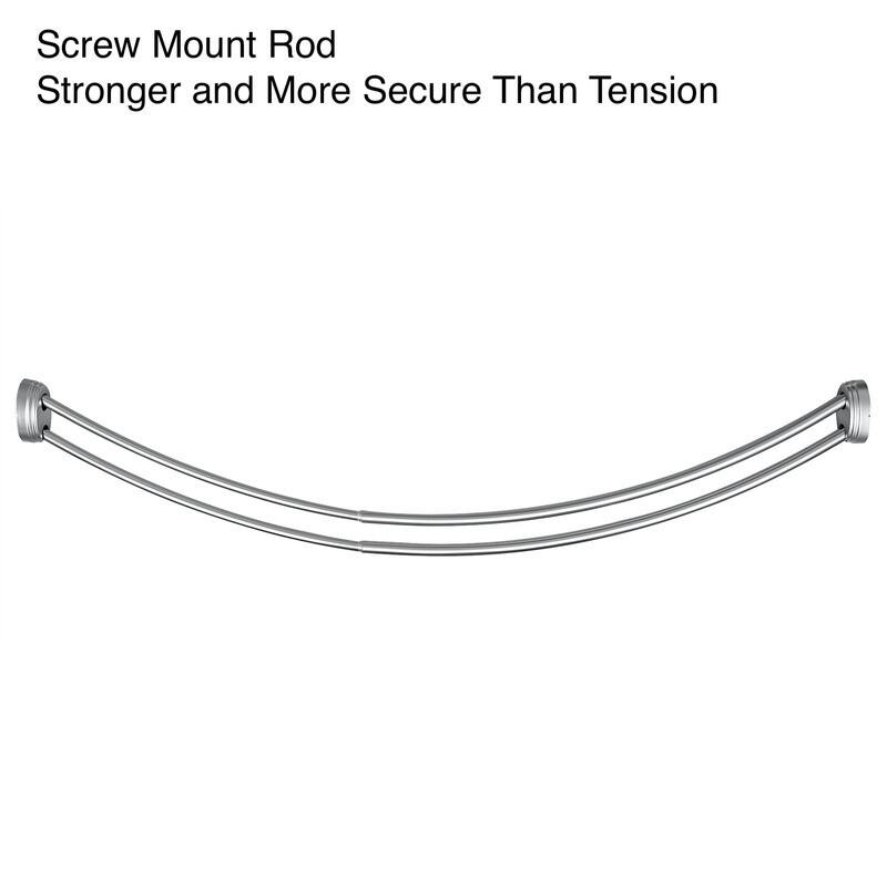Utopia Alley Rustproof Wall Mounted Aluminum Double Curved Shower Curtain Rod, Screw Mount Rod, Adjustable Rod from 45" to 72"