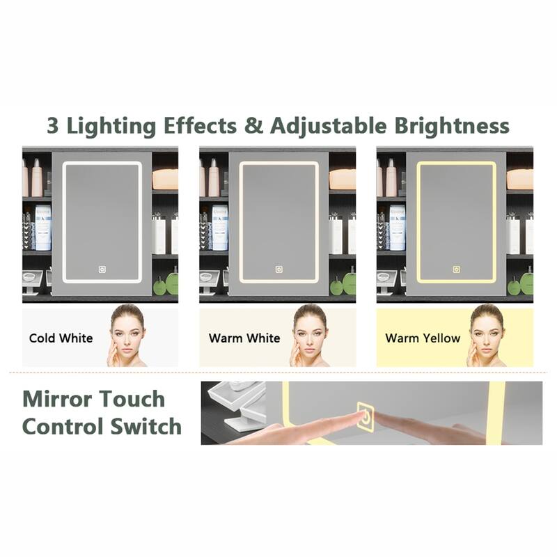 Makeup Vanity Desk with Lights in 3 Colors & Openable Mirror