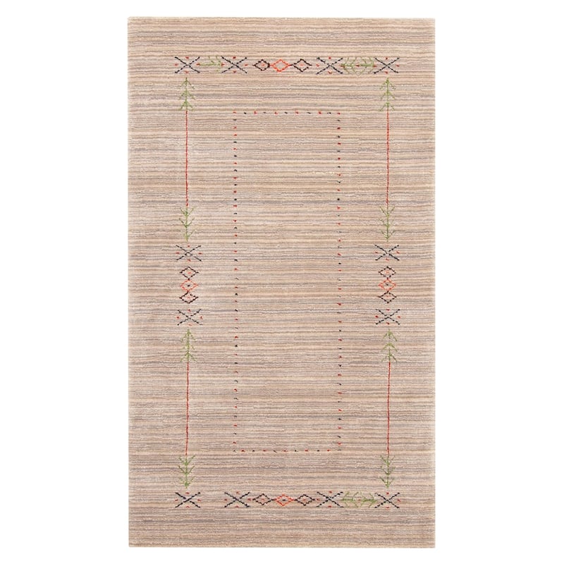 ECARPETGALLERY Hand Loomed Kashkuli Gabbeh Grey Wool Rug - 2'9 x 4'10