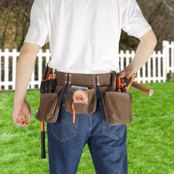 Brown Faux Suede Lightweight Electrician Belt with 13