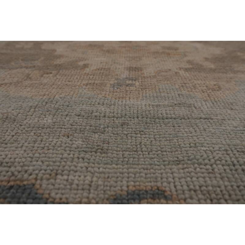 Vegetable Dye Grey Oushak Turkish Rug Hand-Knotted Bedroom Wool Carpet - 9'0"x 12'0"