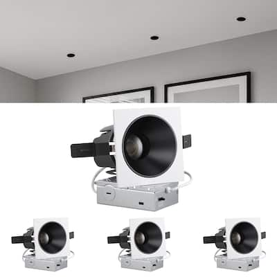 4 Inch 5CCT LED Recessed Lights with J-Box, Square Deep Trim - 4PACK