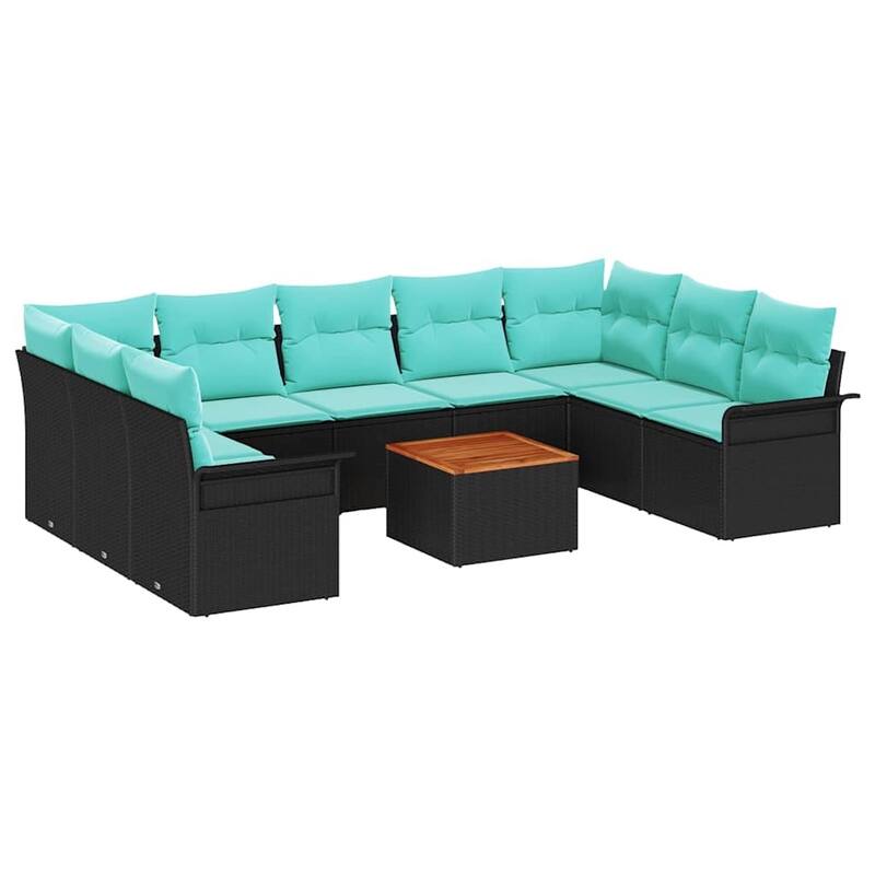 vidaXL 10 Piece Garden Sofa Set with Cushions - 113.8×73.8×27.2