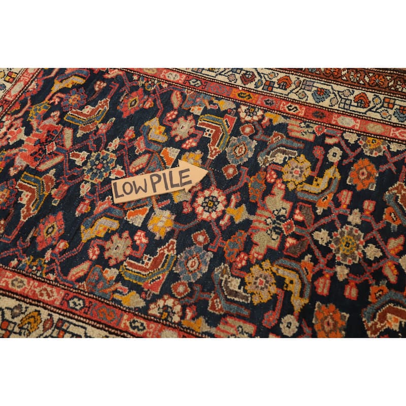 Hand Knotted Oriental 100% Wool Carpet Traditional Floral Navy Blue & Blues Bakhtiari Area Rug - 8' 1'' X 3' 6''