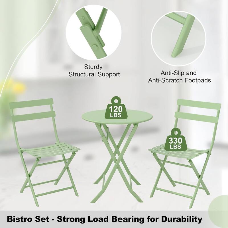 Outdoor Patio Foldable Bistro Set for Bar Garden Backyard