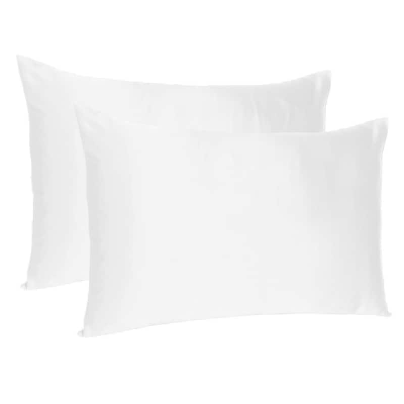 HomeRoots White Dreamy Set Of 2 Silky Satin King Pillowcases