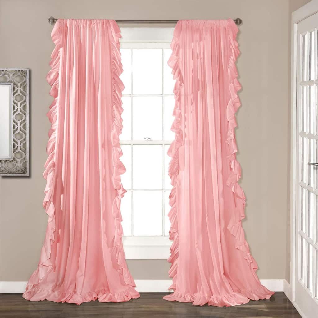 Window Curtain Panel Set, Flowy Curtain - Romantic Ruffle Curtains - 54"W x 84"L