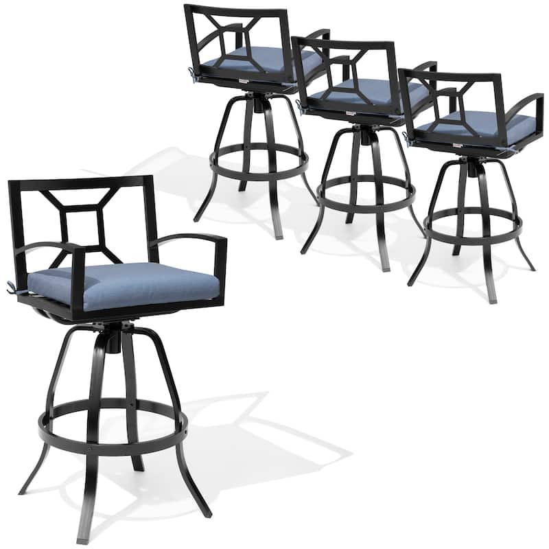 Outdoor Premium All-Aluminum Bar Height Bar Stools with Sunbrella Cushions