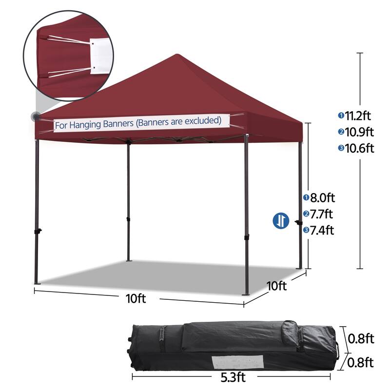 Yaheetech Adjustable Commercial Pop-up Canopy with Wheeled Carry Bag