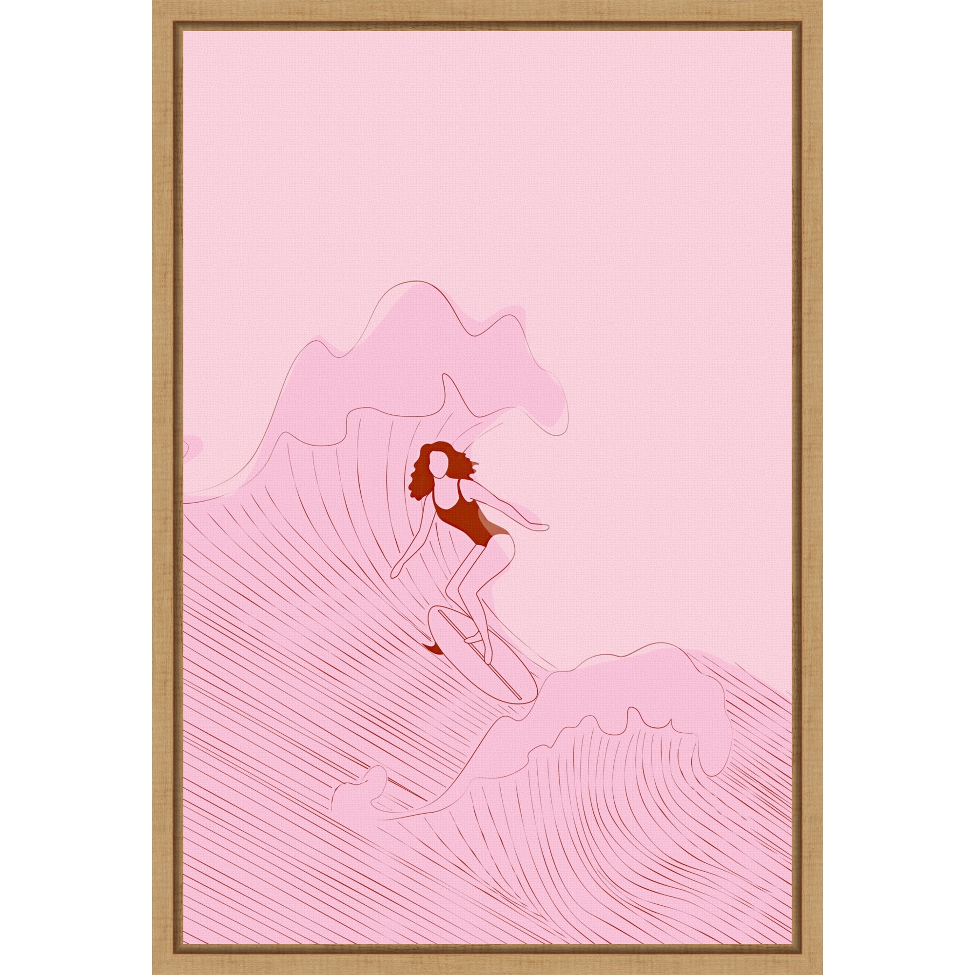 Pinkwave by Treechild Framed Canvas Wall Art