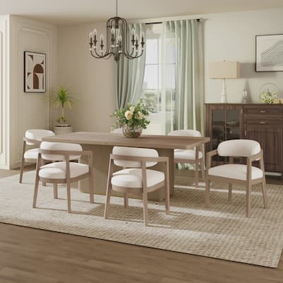 Christopher Knight Home - Marlowe Rubberwood Upholstered 7 Piece Dining Set
