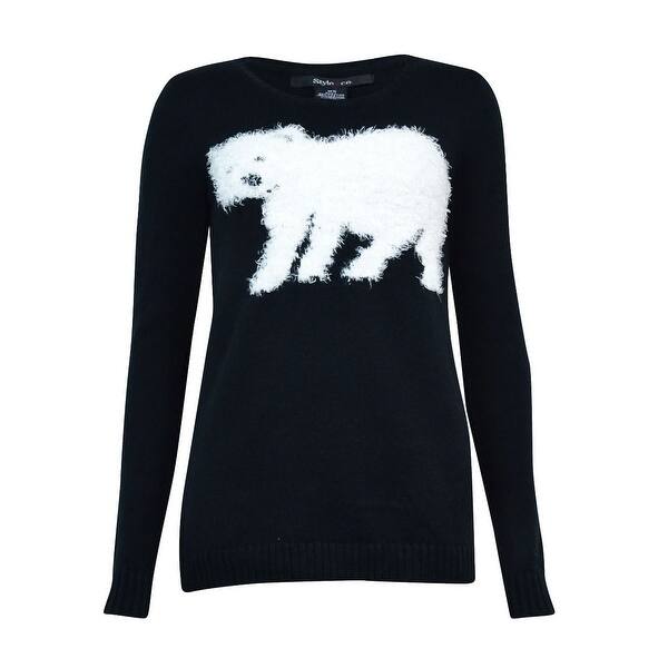 Shop Style Co Women S Fluffy Polar Bear Pull On Sweater Black