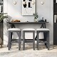 preview thumbnail 11 of 20, Home Kitchen Dining Bar Table Set with 3 Padded Stools Multi-Functional Solid Wood Breakfast Nook with USB Ports & Power Strip