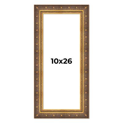 10x26 Frame Vintage Gold Solid Wood Picture Frame | 2.5 Inch Moulding