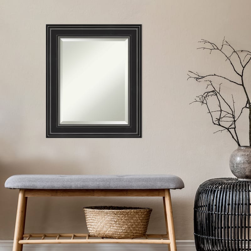 Beveled Wall Mirror - Ridge Black Frame