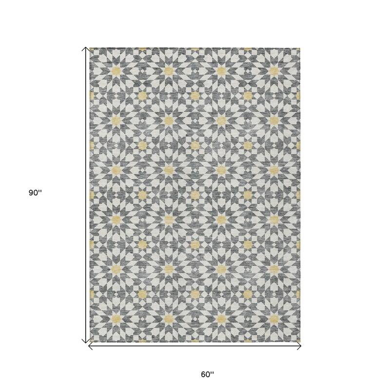 HomeRoots Floral Medallion Transitional Rectangle Outdoor Rug