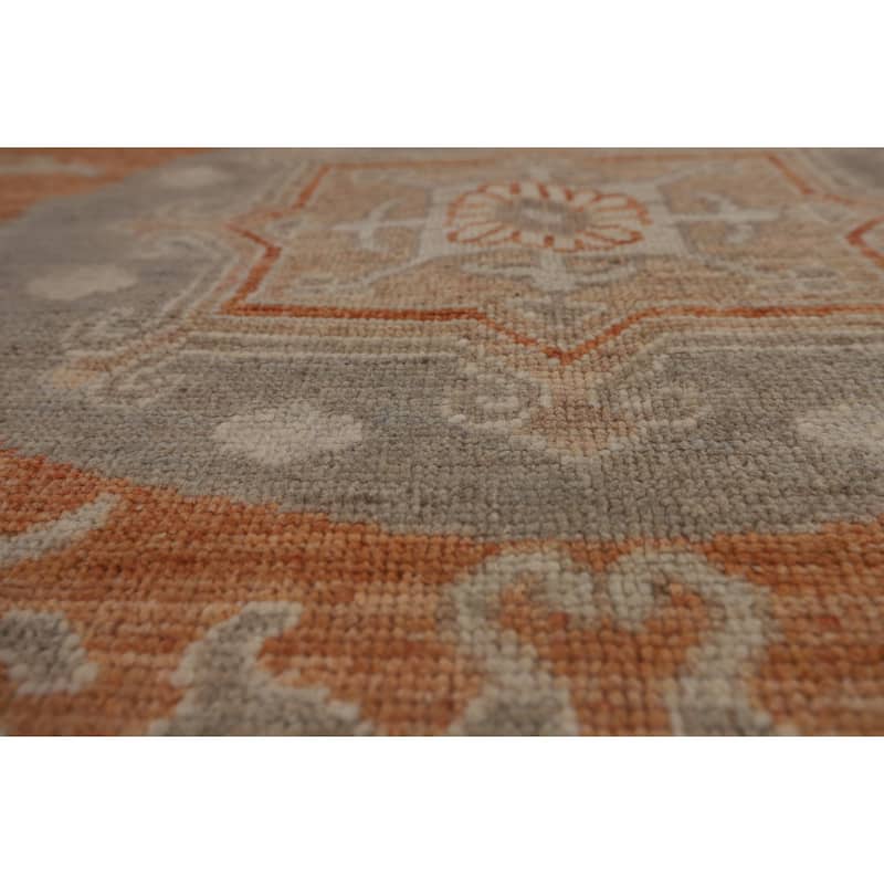Orange Oushak Vegetable Dye Turkish Area Rug Hand-Knotted Wool Carpet - 8'3"x 9'9"