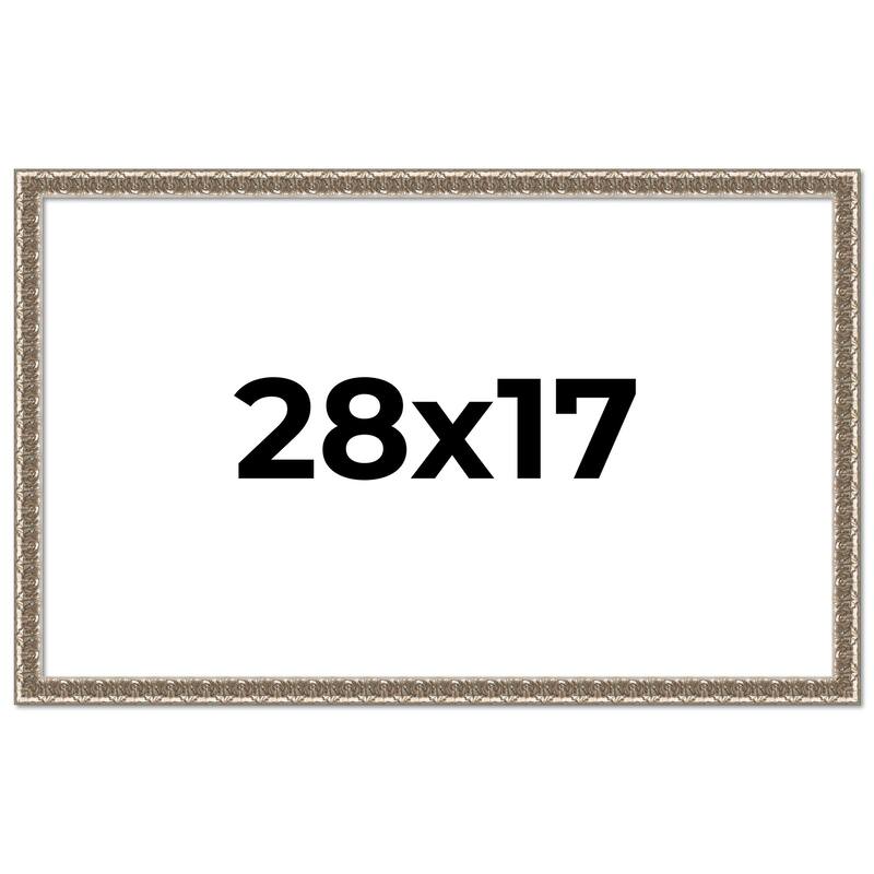 28x17 Frame Silver Versailles Ornate Solid Wood Picture Frame | 1 Inch