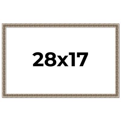 28x17 Frame Silver Versailles Ornate Solid Wood Picture Frame | 1 Inch