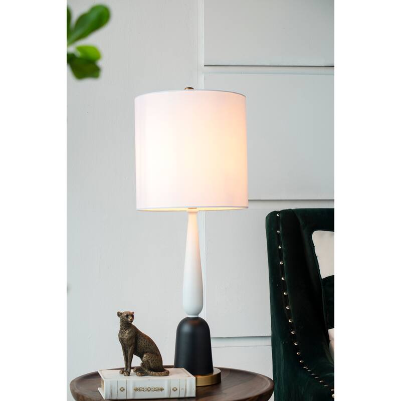 11x11x30.2" Metal Table Lamp with a cylinder hardback shade